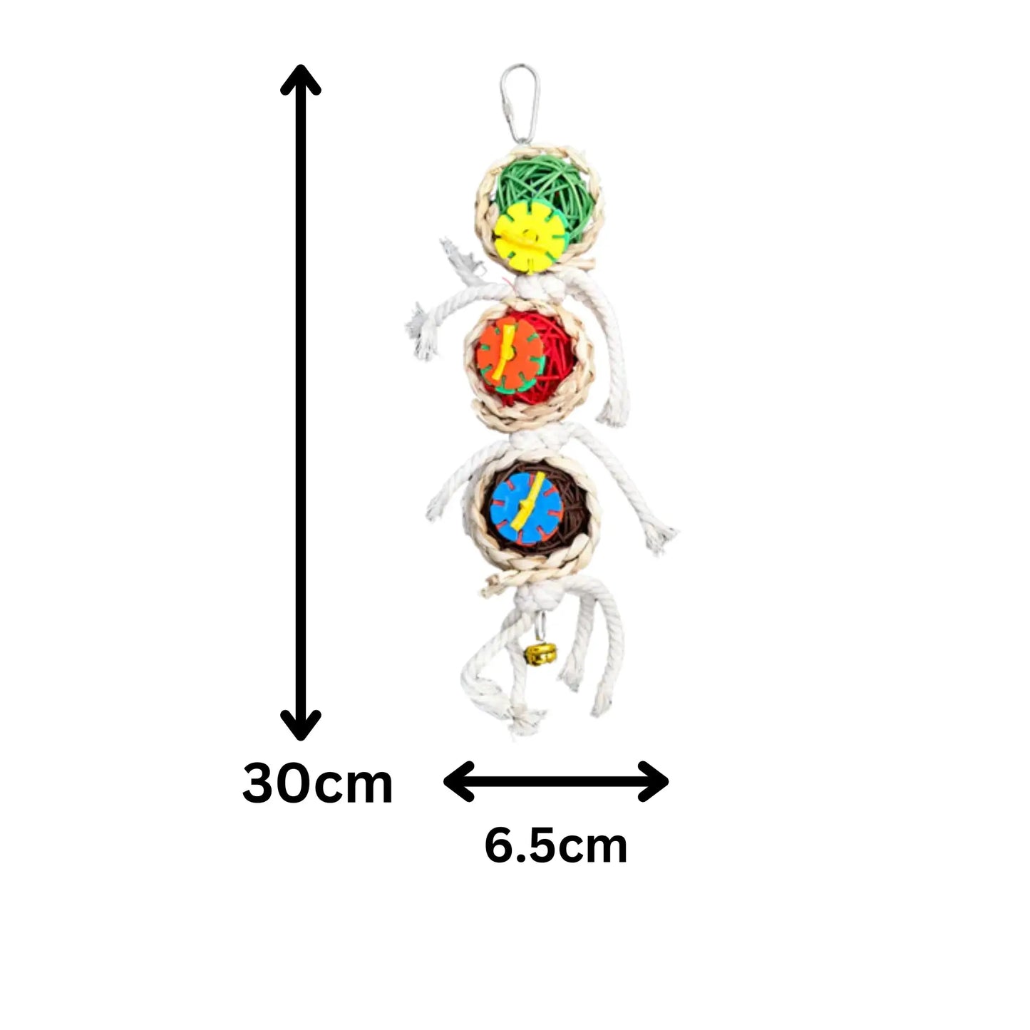 3 Coloured Cane Balls Bird Toy Lou Lou Bells Bird Toys