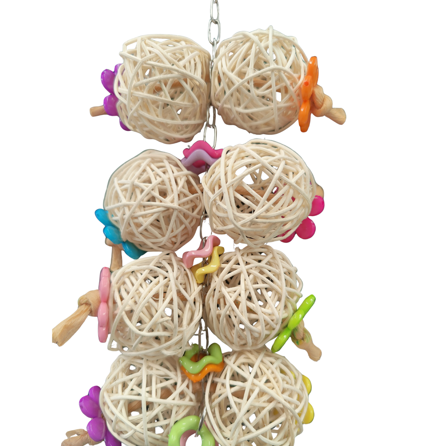 close up of the 8 Balls Bird Toys Lou Lou Bells Bird Toys