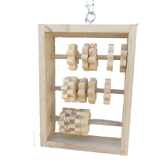 Natural wood abacus bird toy