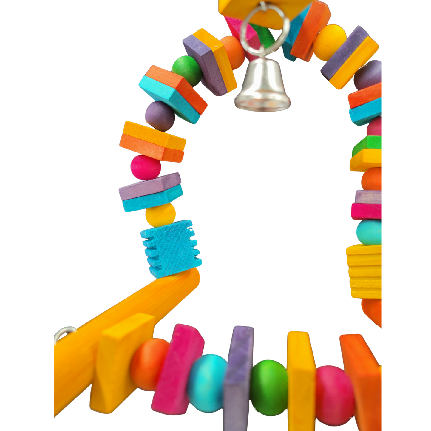 close up of the Arch Swing Bird Toy Lou Lou Bells Bird Toys
