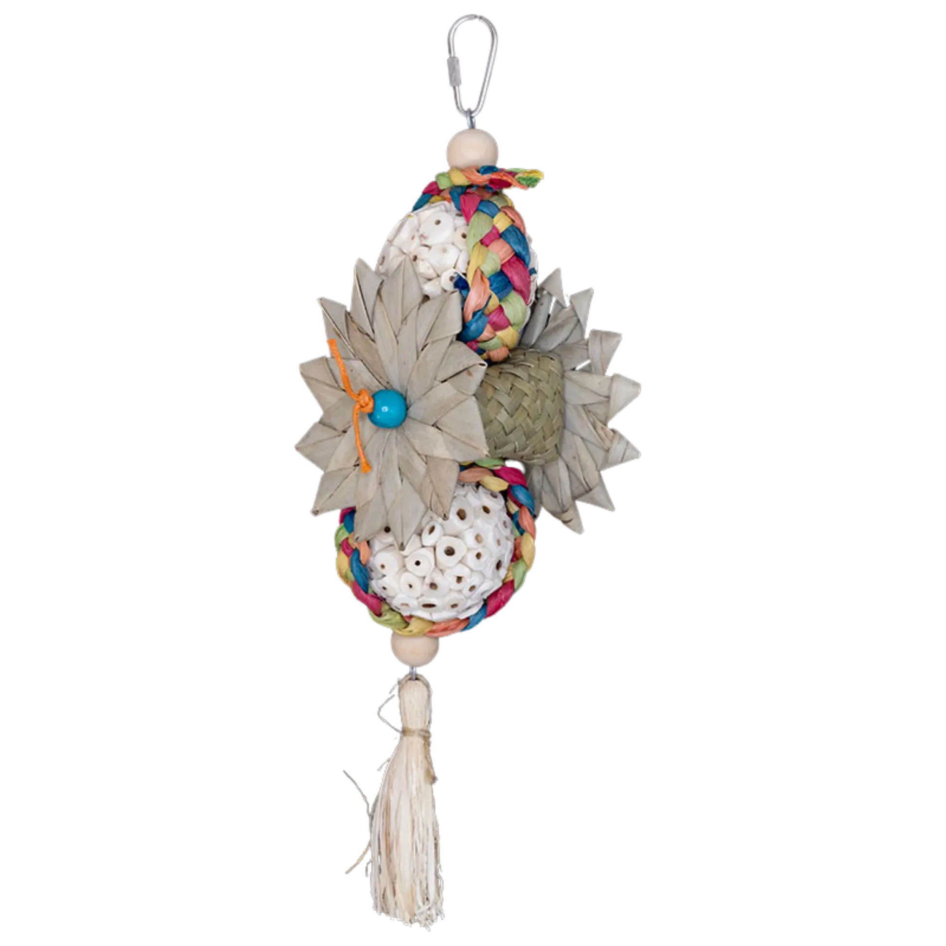 Balsa Balls with Palm Flowers Shredable Bird Toy for Medium size birds
Two balsa balls with two palm flowers joined together with palm flower weave to create a chewable fiesta for your feathered friend. Length is 33cm