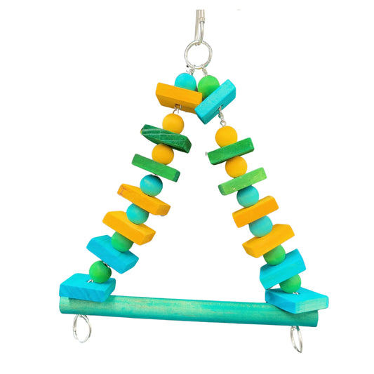 bue green yellow swing bird toy