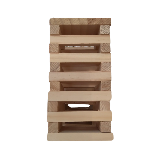 Wooden Block Tower Bird Toy is perfect for interactive fun. Easily hung with a quick link, it can be filled with shredded paper or hidden treats to keep your bird entertained.
Size: 10 x 10 x 19 cm