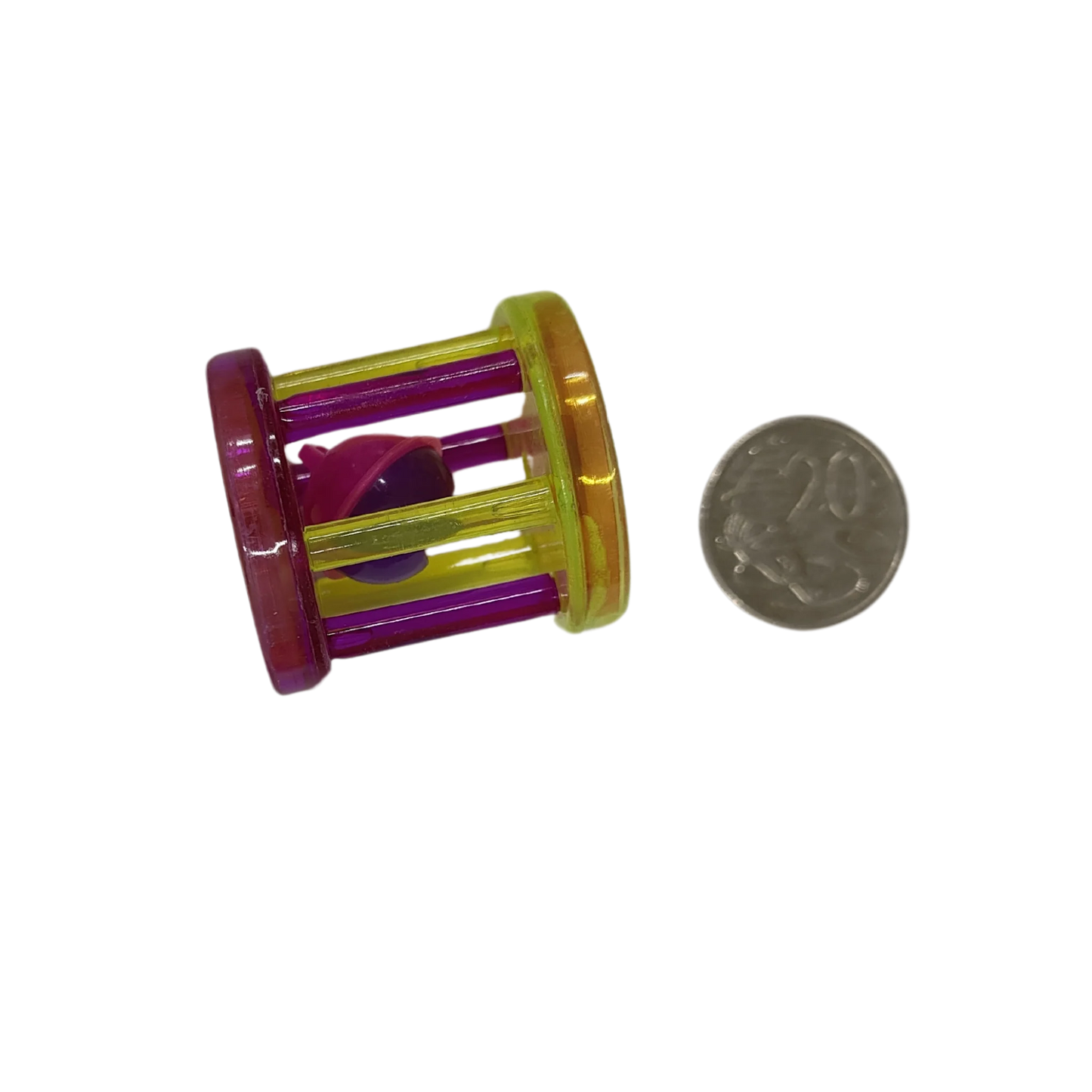 Yellow and Purple Barrel Foot Toy Lou Lou Bells Bird Toys