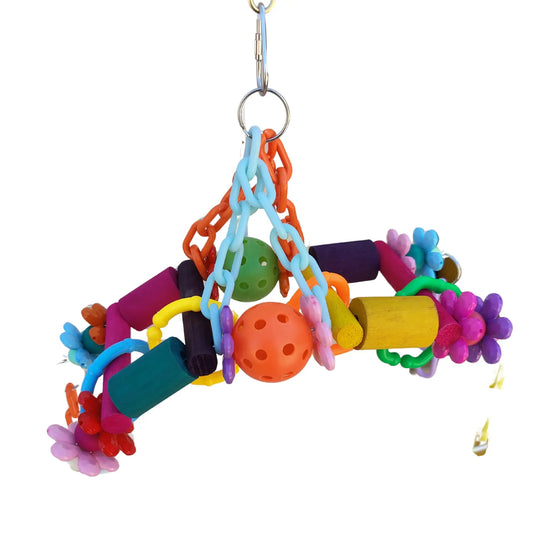 colourful bridge bird toy