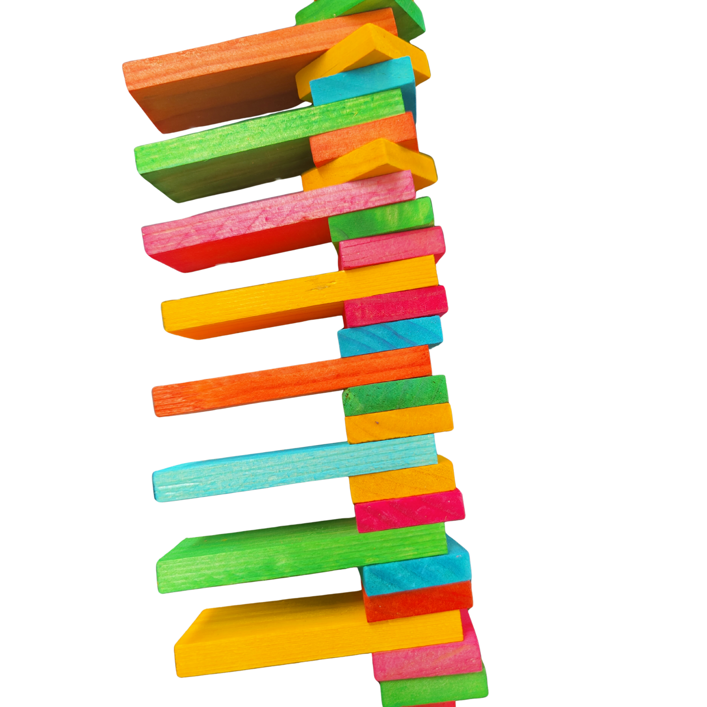 close up of the block up bird toy