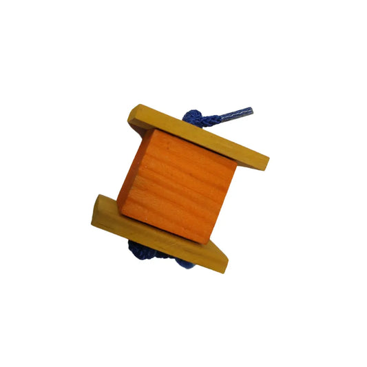 one large and 2 smaller coloured wood blocks foot toy