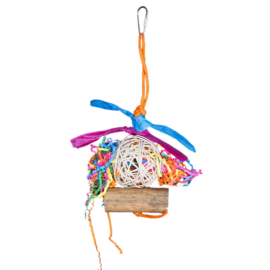 The Cutie Copter Bird Toy resembles a little helicopter with a wooden base, cane ball, and paper blades—all perfect for shredding fun! Ideal for small to medium-sized birds.
Height: 24 cm