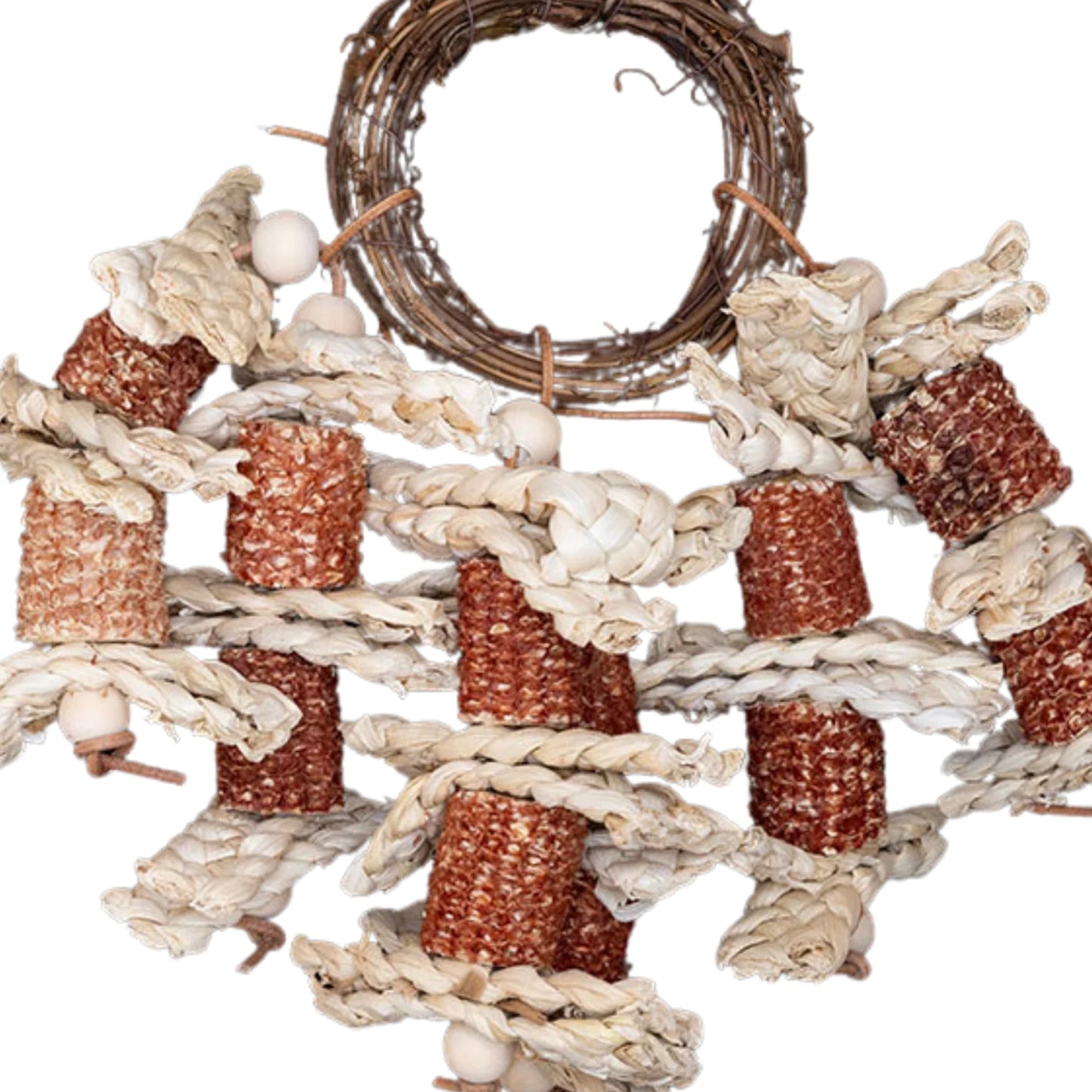 Cane Ring and Corn Husks Bird Toy Lou Lou Bells Bird Toys