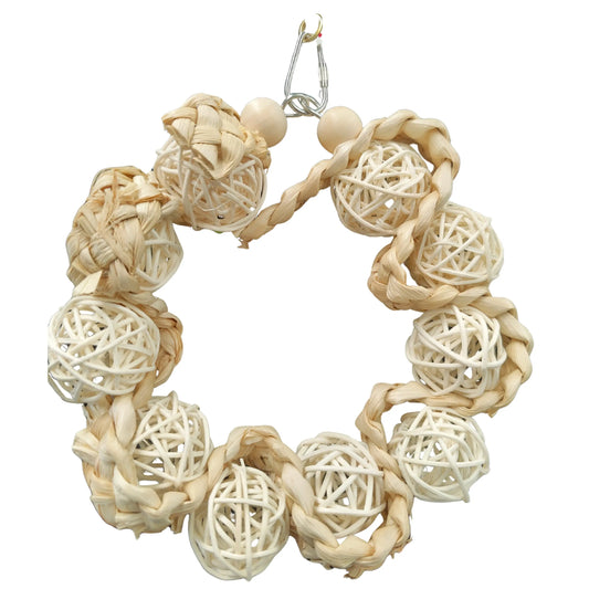 natural Decorative wreath made of woven rattan balls bird toy
