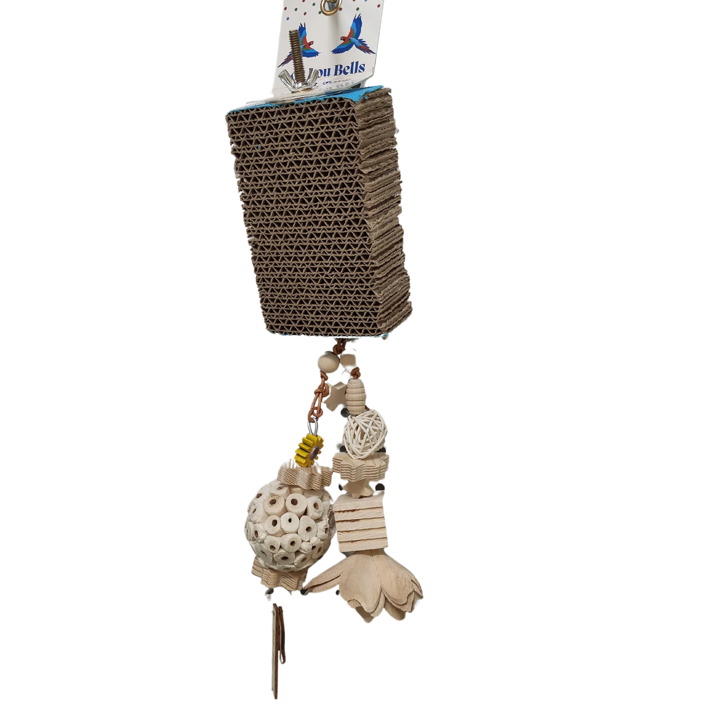 Cardboard Platform with Dangler Bird Toy Lou Lou Bells Bird Toys