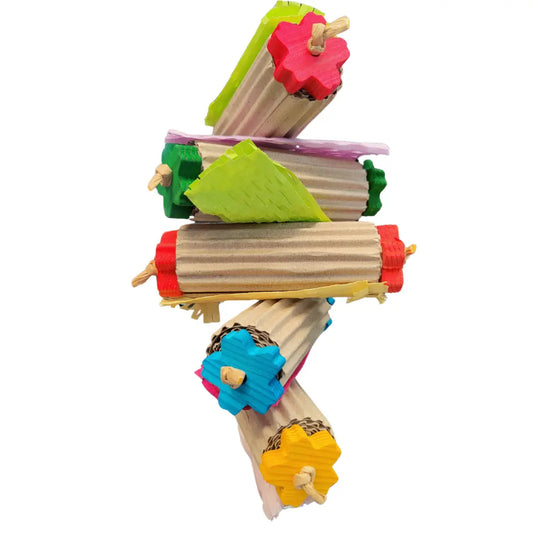 cardboard rolls stacked on top of each other bird toy