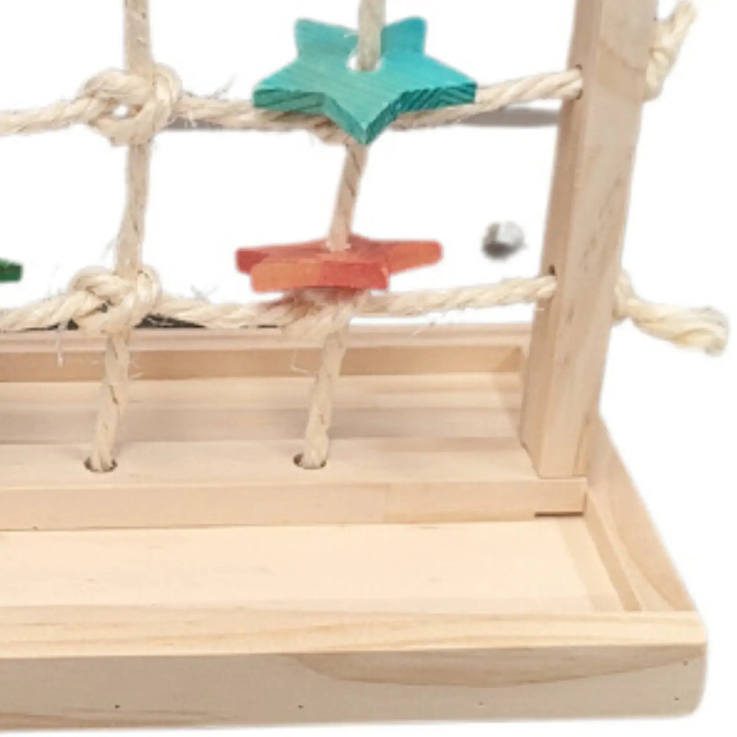 Closeup - Climbing Net Bird Toy
This fun climbing net features a sturdy wood base and colourful wooden stars for your bird to climb and play with. Perfect for exercise and enrichment.
Size: 35.5 cm x 34.5 cm x 14.5 cm