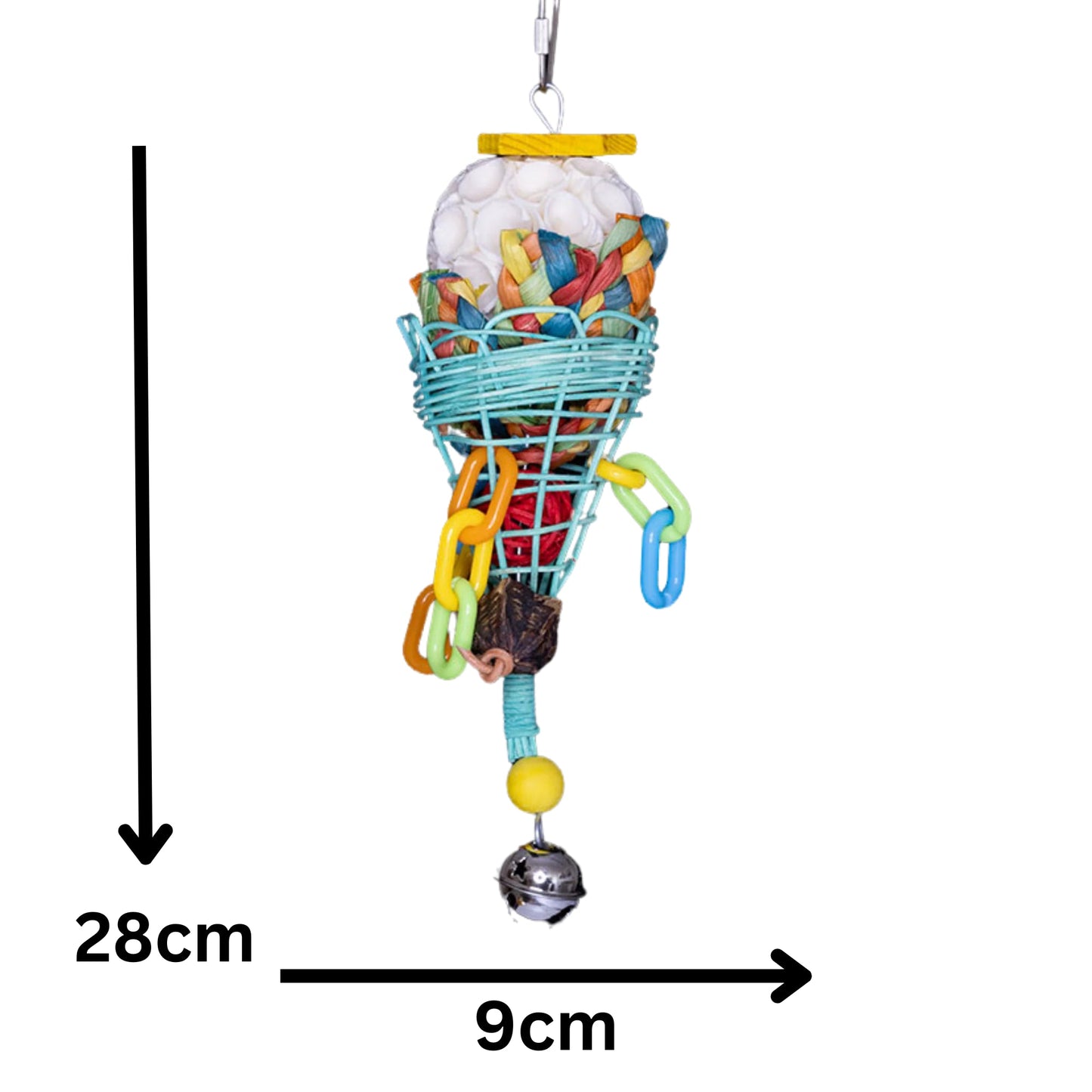 Coloured Cone Bird Toy Lou Lou Bells Bird Toys