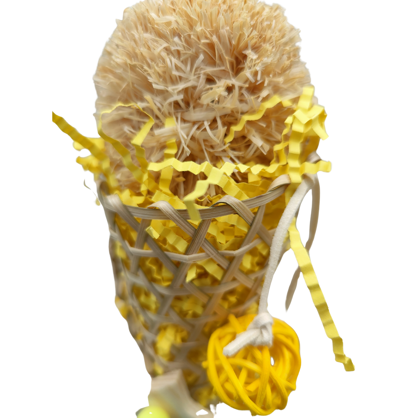 close up 2 of the dressed cone bird toy