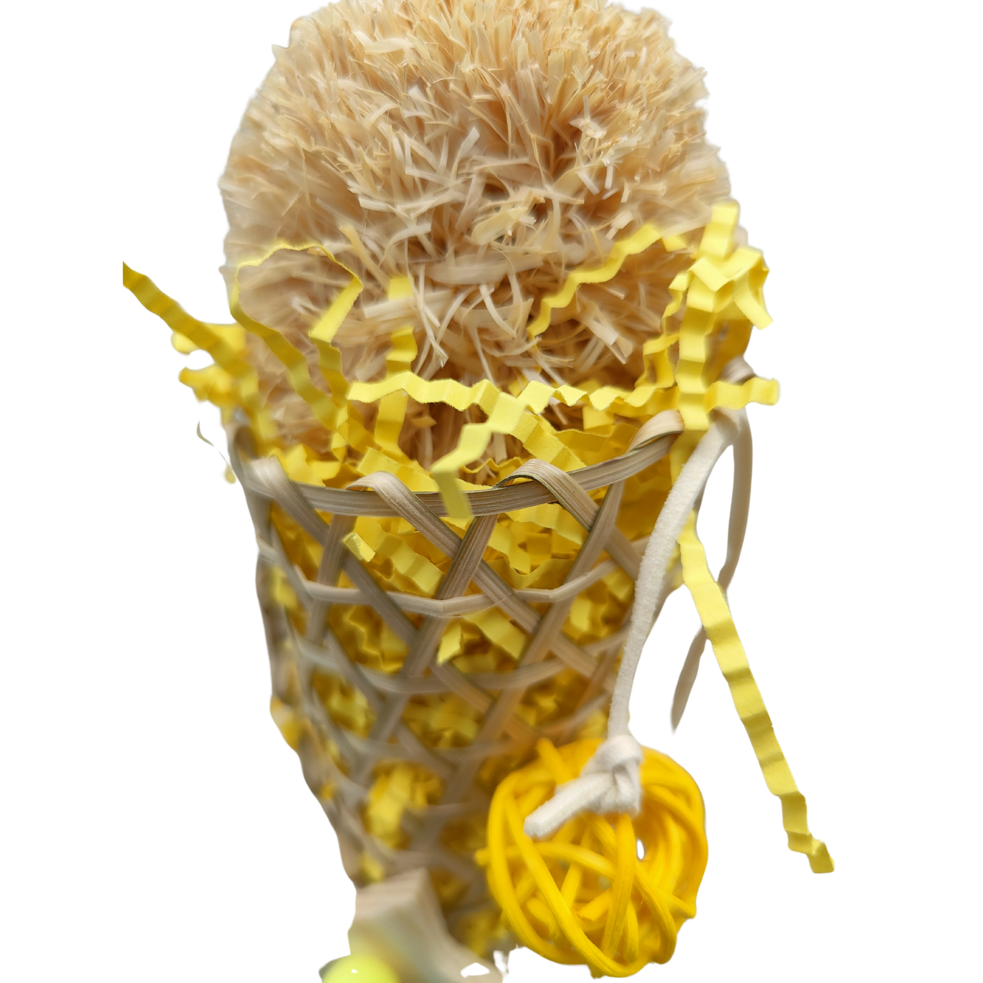 close up 2 of the dressed cone bird toy