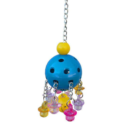 dummies pull back and forth from a ball bird toy