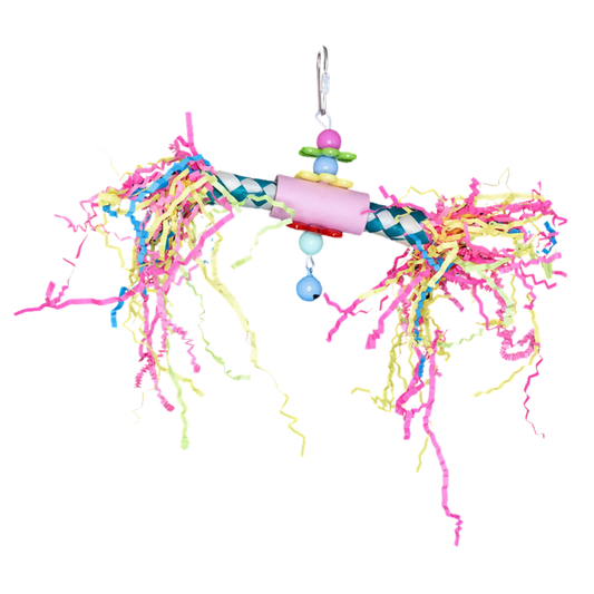 Finger Trap Fun Bird Toy
Small but full of excitement, this shredable toy is perfect for little birds to chew, pull, and play with for hours.
Size: 13 cm x 20 cm