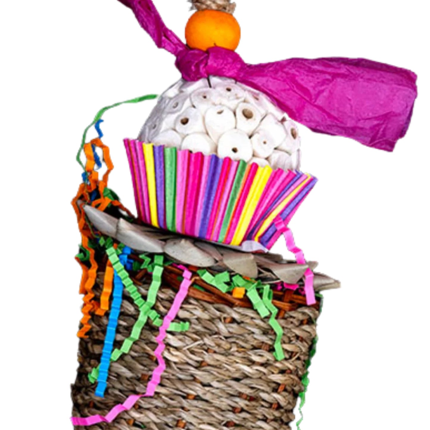 Filled Basket with Sola Ball Cup Cake Bird Toy Lou Lou Bells Bird Toys