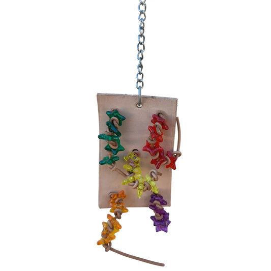 leather knots and beads through a leather square