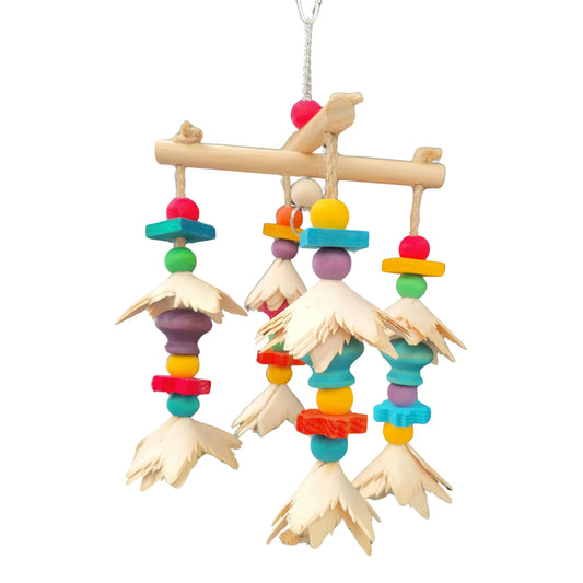 wood flower mobile bird toy