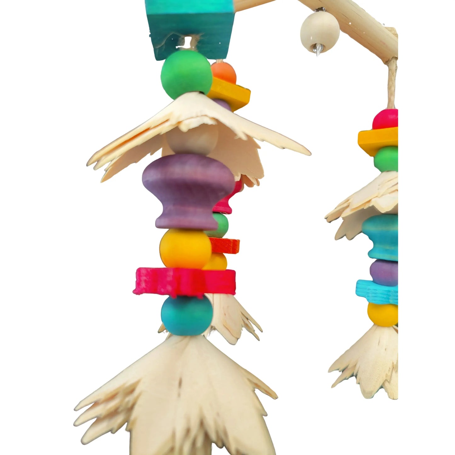 close up of the flower mobile bird toy