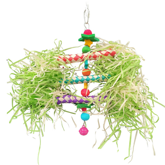 finger traps and shred paper make this fluffy arms bird toy