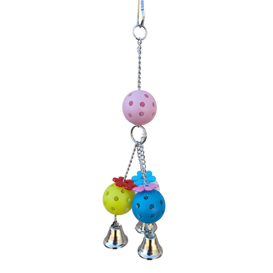 four balls three flowers three bells bird toys