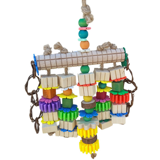 blocks with grooves and plastic gears bird toy