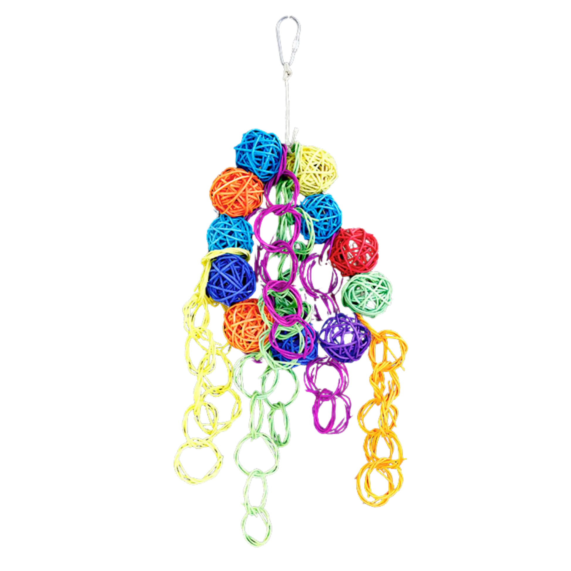Hanging Coloured Cane Balls and Coloured Rings Bird Toy Lou Lou Bells Bird Toys