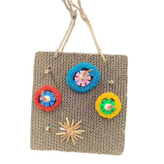 wreckable cardboard with lufa bird toy