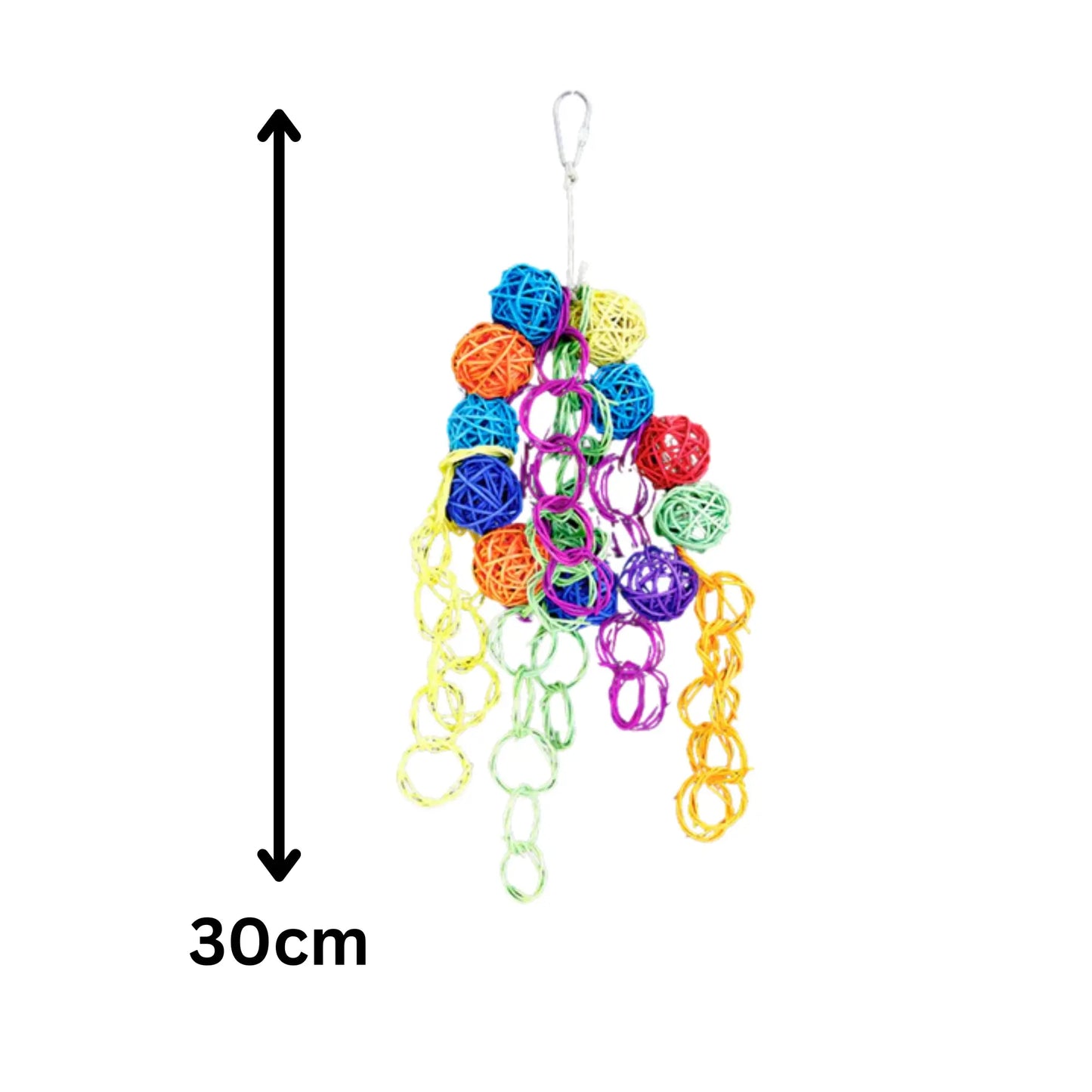Hanging Coloured Cane Balls and Coloured Rings Bird Toy Lou Lou Bells Bird Toys