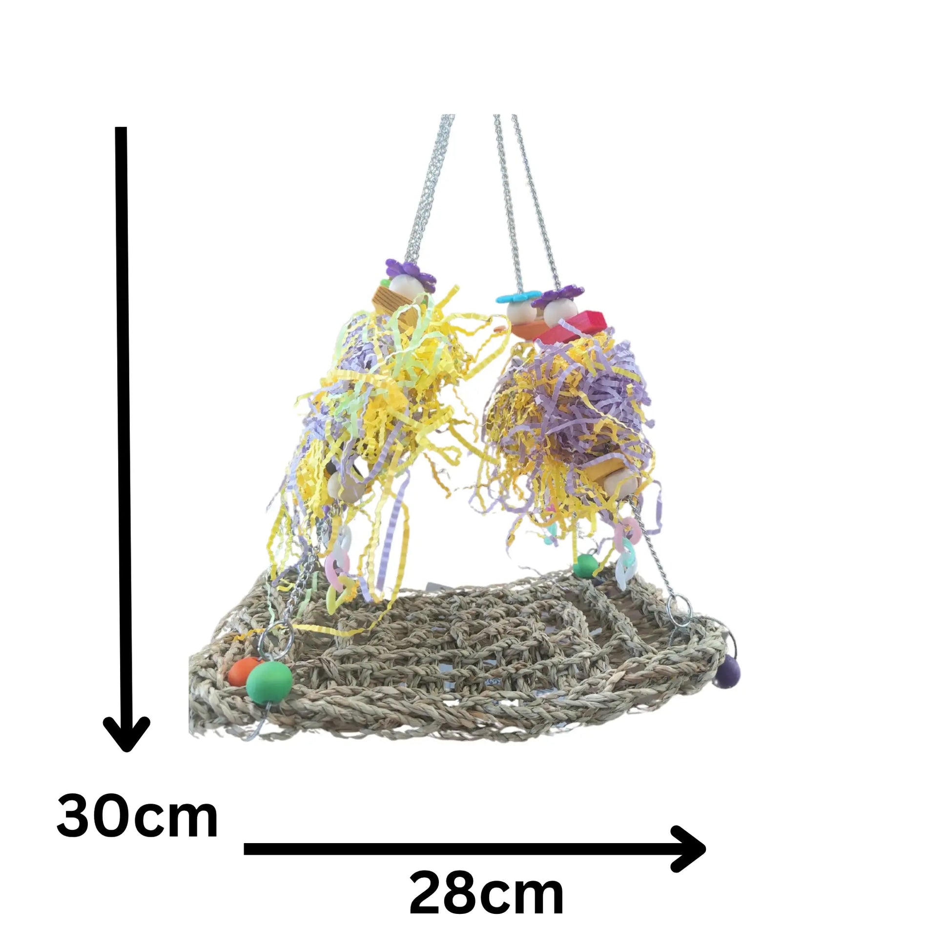 Hanging Mat Bird Toy with filled Cane Balls Lou Lou Bells Bird Toys