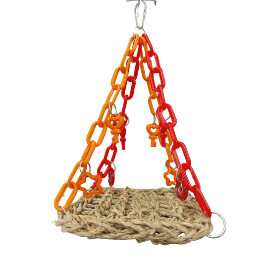 Hanging mat swing with keys bird toy