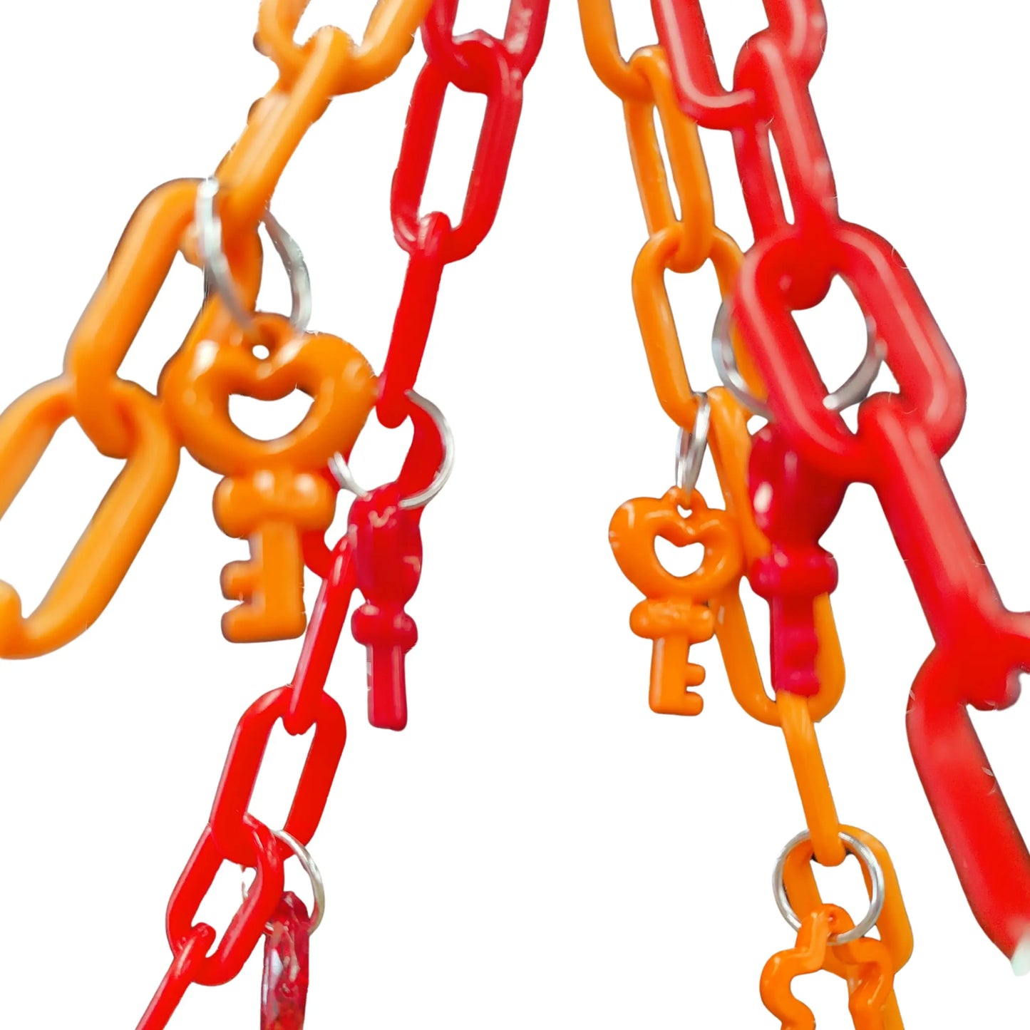 close up of the hanging mat bird toy