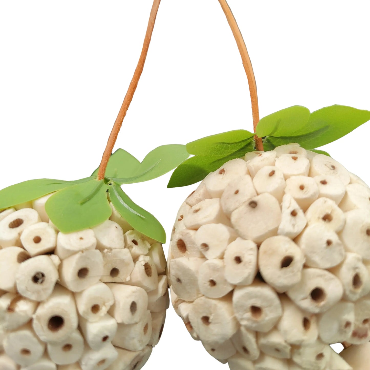 close up of the hanging sola balls bird toy