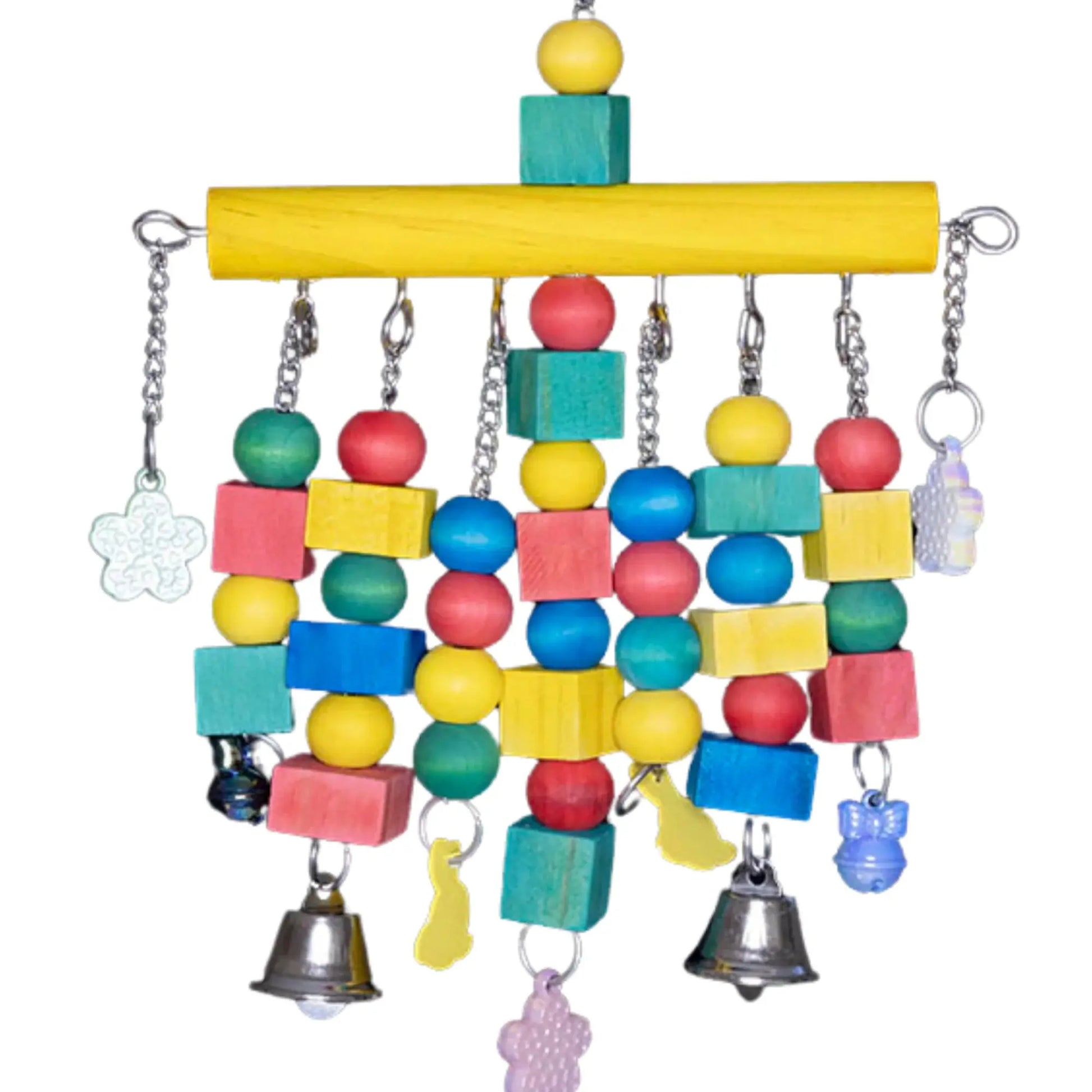 Closeup Coloured Wooden Roll Bird Toy
Bursting with colourful wood blocks, beads, and bells hanging from a wooden roll, this toy delivers maximum stimulation and entertainment for medium-sized birds.
Size: 20 cm x 32 cm