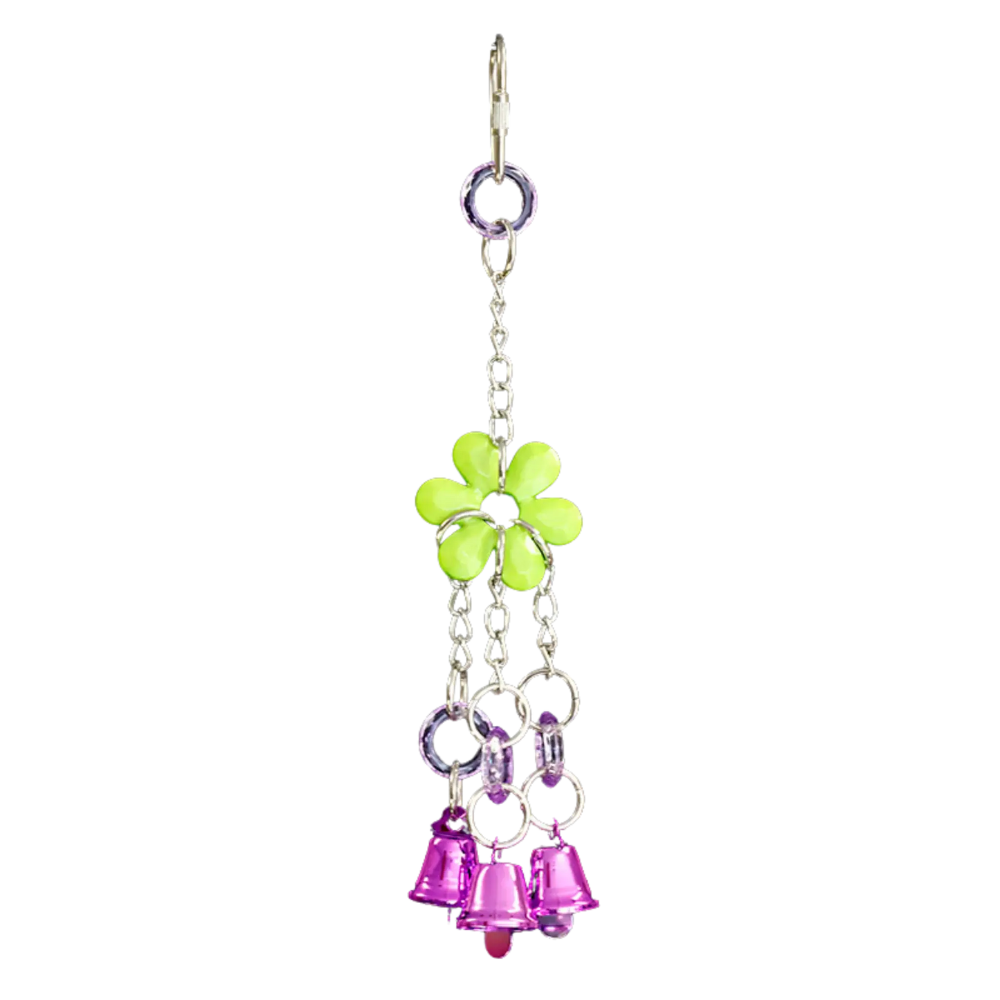 Large Flower Bead with 3 Coloured Bells Bird Toy Lou Lou Bells Bird Toys