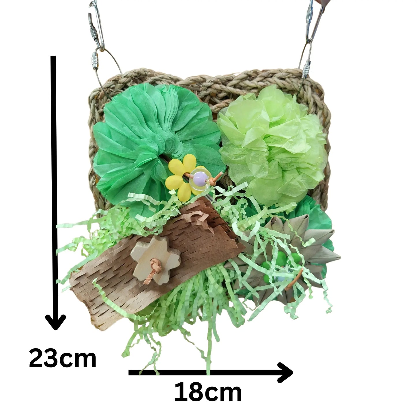 measurements of green mat bird toy