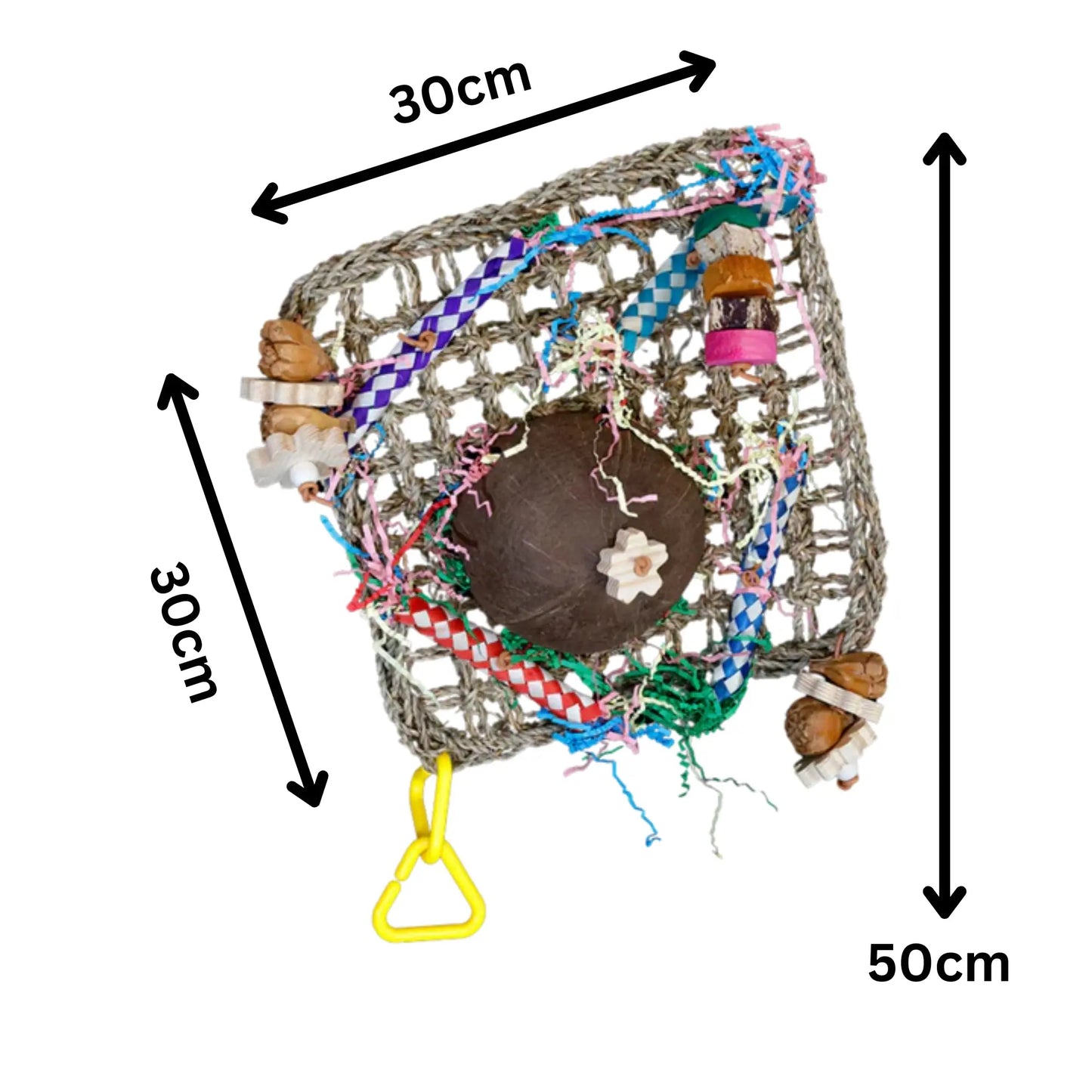 Large Natural Mat with Coconut Bird Toy Lou Lou Bells Bird Toys