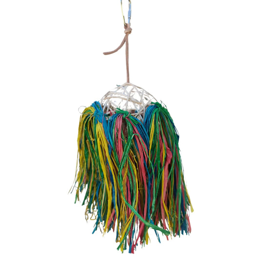 large shaggy shredable cane ball bird toy