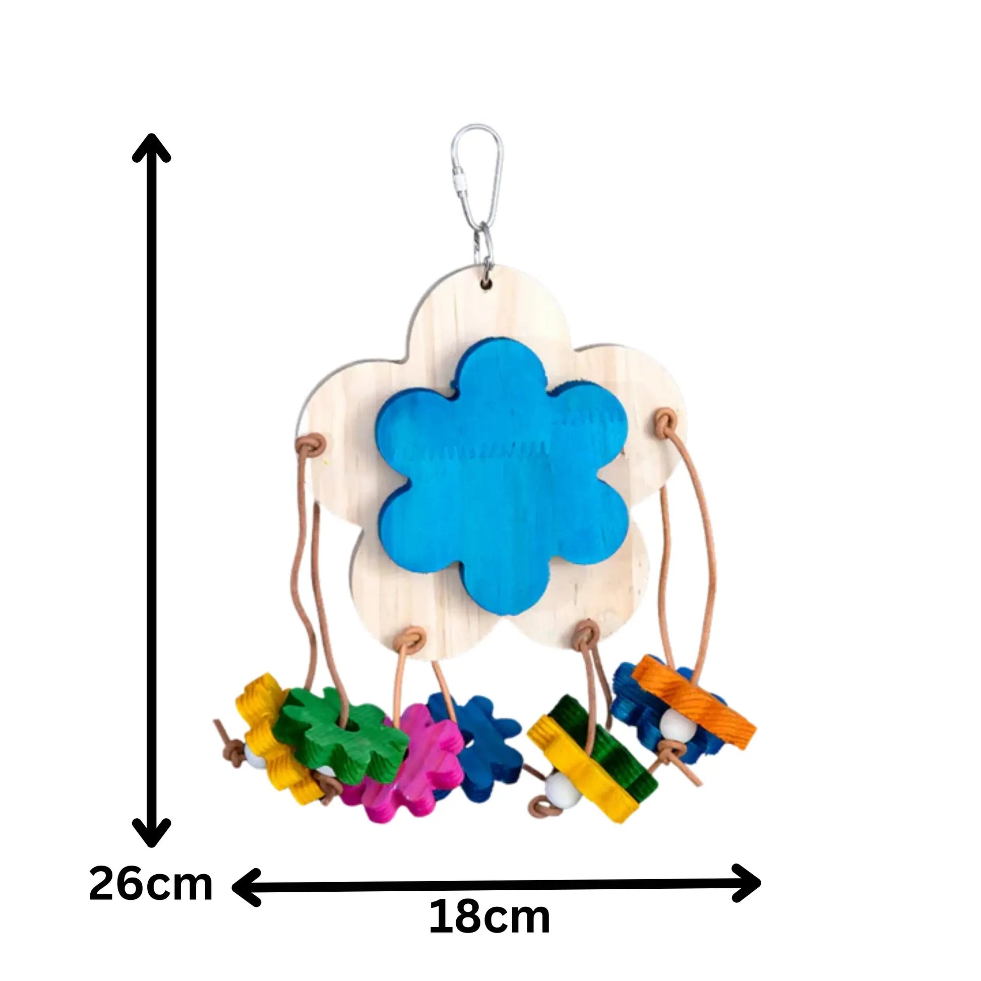 Large Wooden Flower with Dangly Flowers Bird Toy Lou Lou Bells Bird Toys