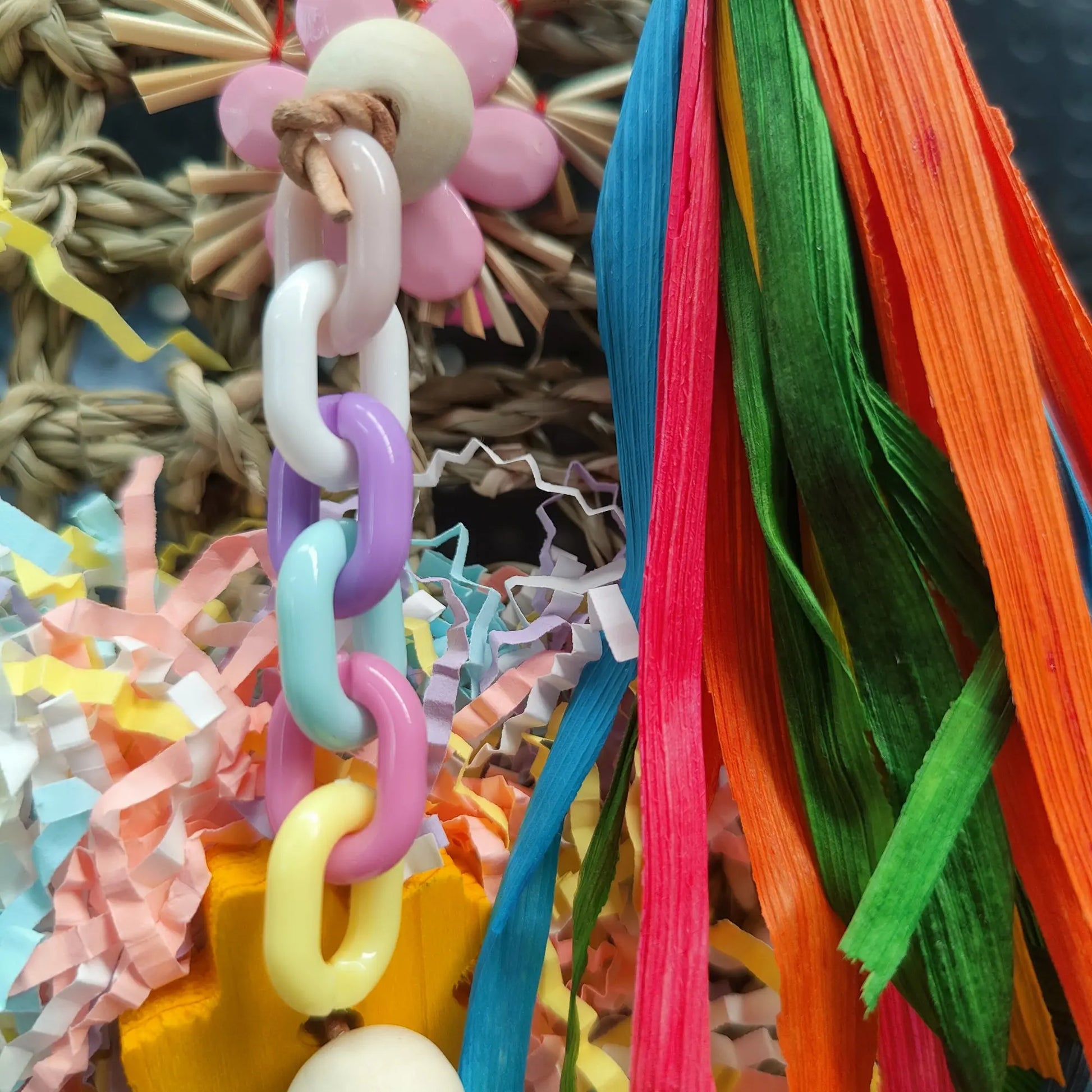 close up 2 of lufa mat bird toy