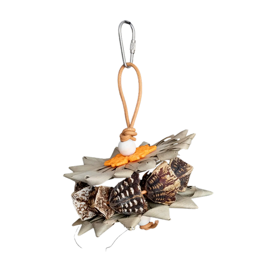 Mahogany Palm Leaf Flower Bird Toy Lou Lou Bells Bird Toys