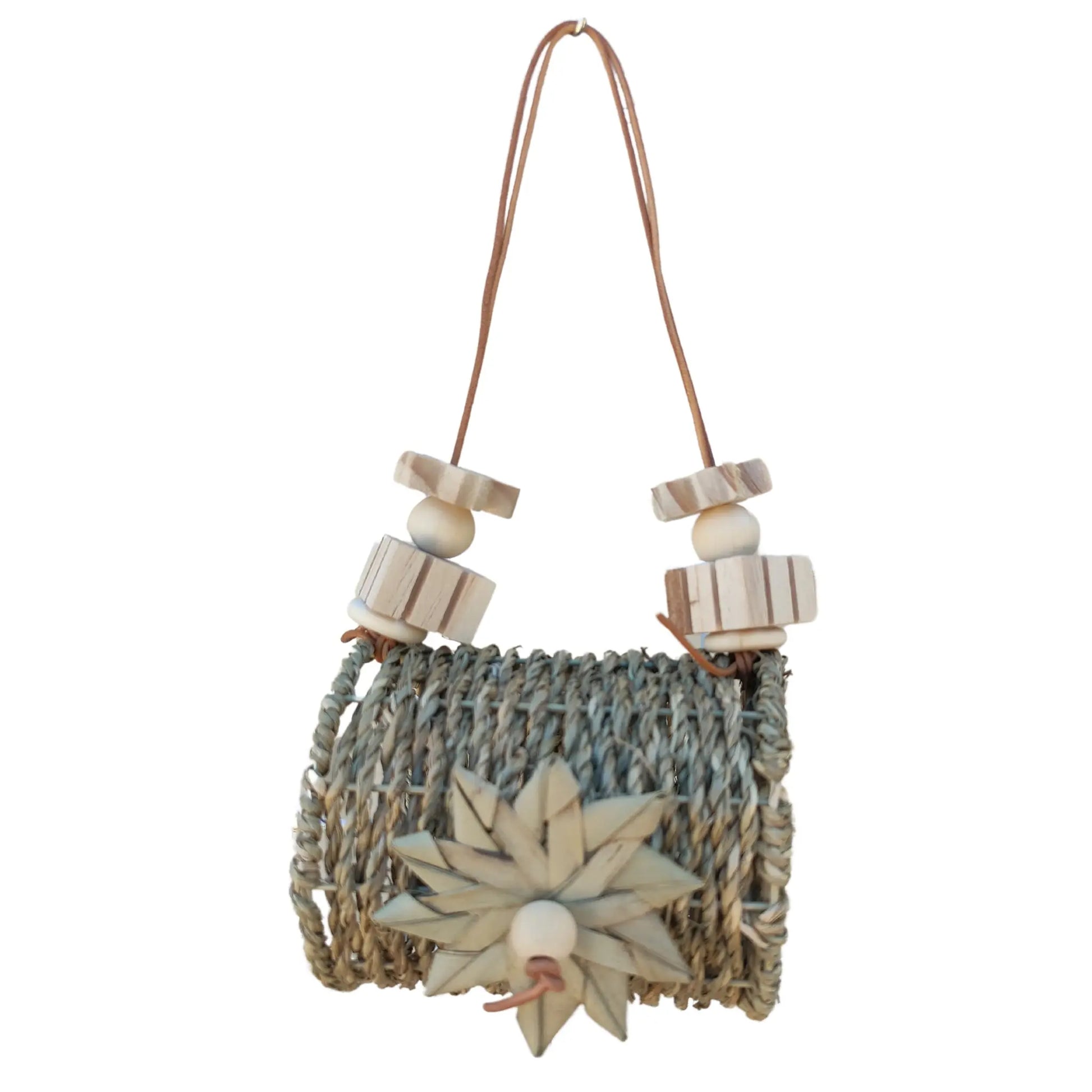 Mini natural tunnel with palm leaf flower bird toy