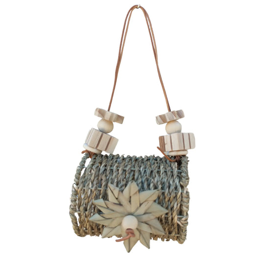 Mini natural tunnel with palm leaf flower bird toy