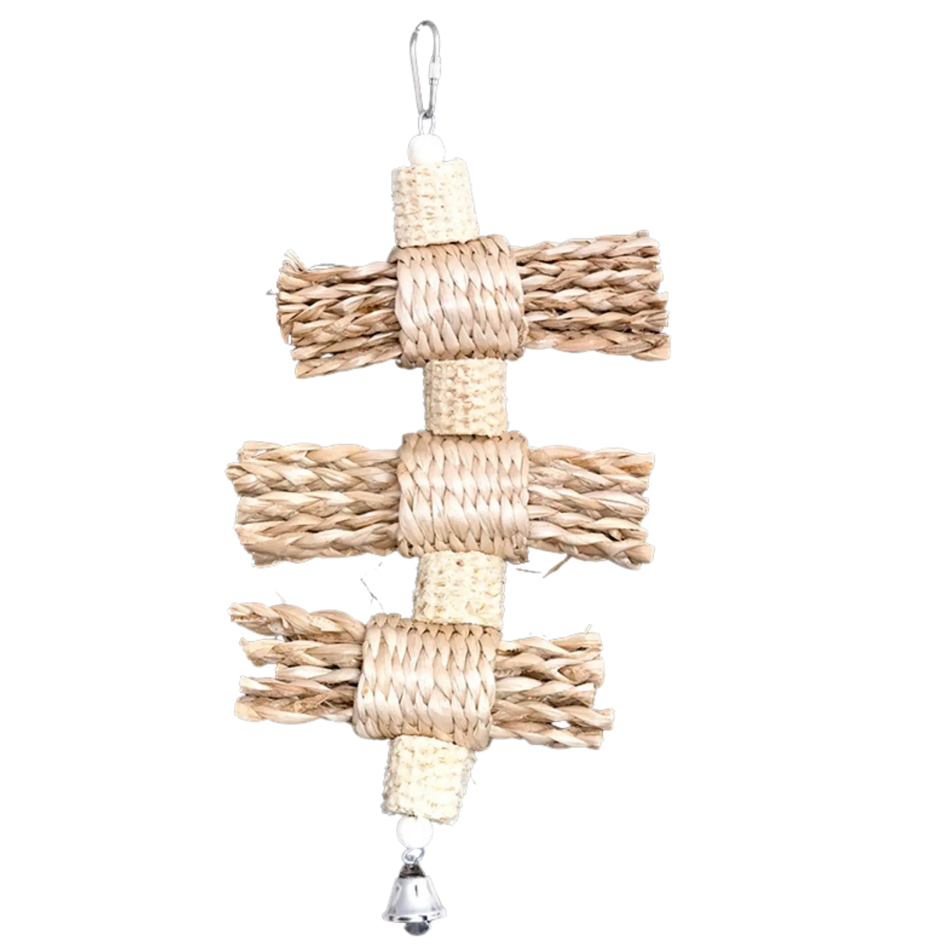Natural Palm Leaf Weave with Corn Husk Bird Toy Lou Lou Bells Bird Toys