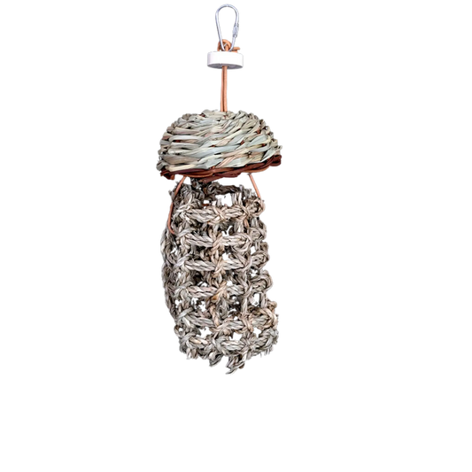 Natural Topped Sea Grass Roll Bird Toy Lou Lou Bells Bird Toys