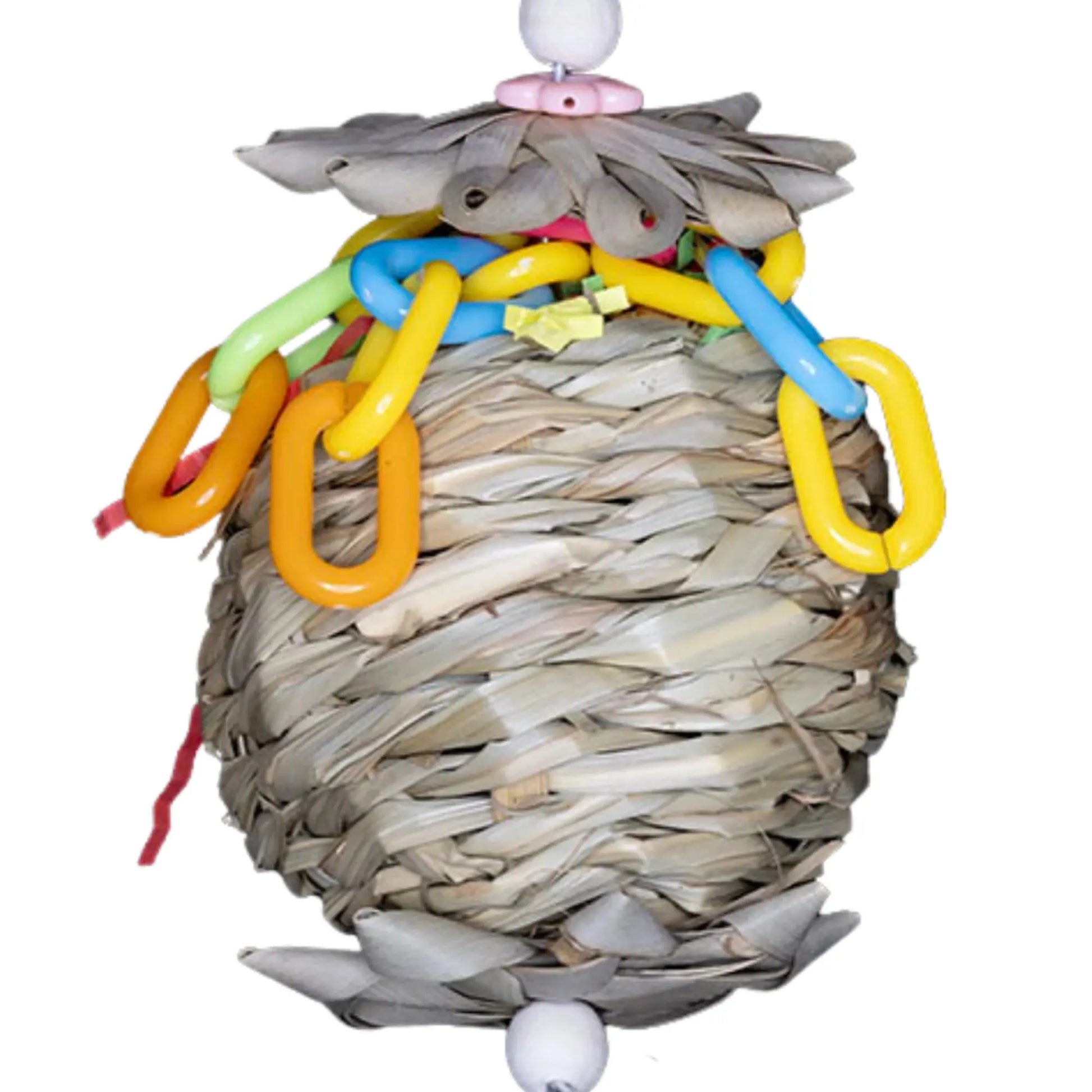 closeup - The Palm Blossom Forager is a beautifully crafted bird toy designed to encourage playful foraging and mental stimulation.