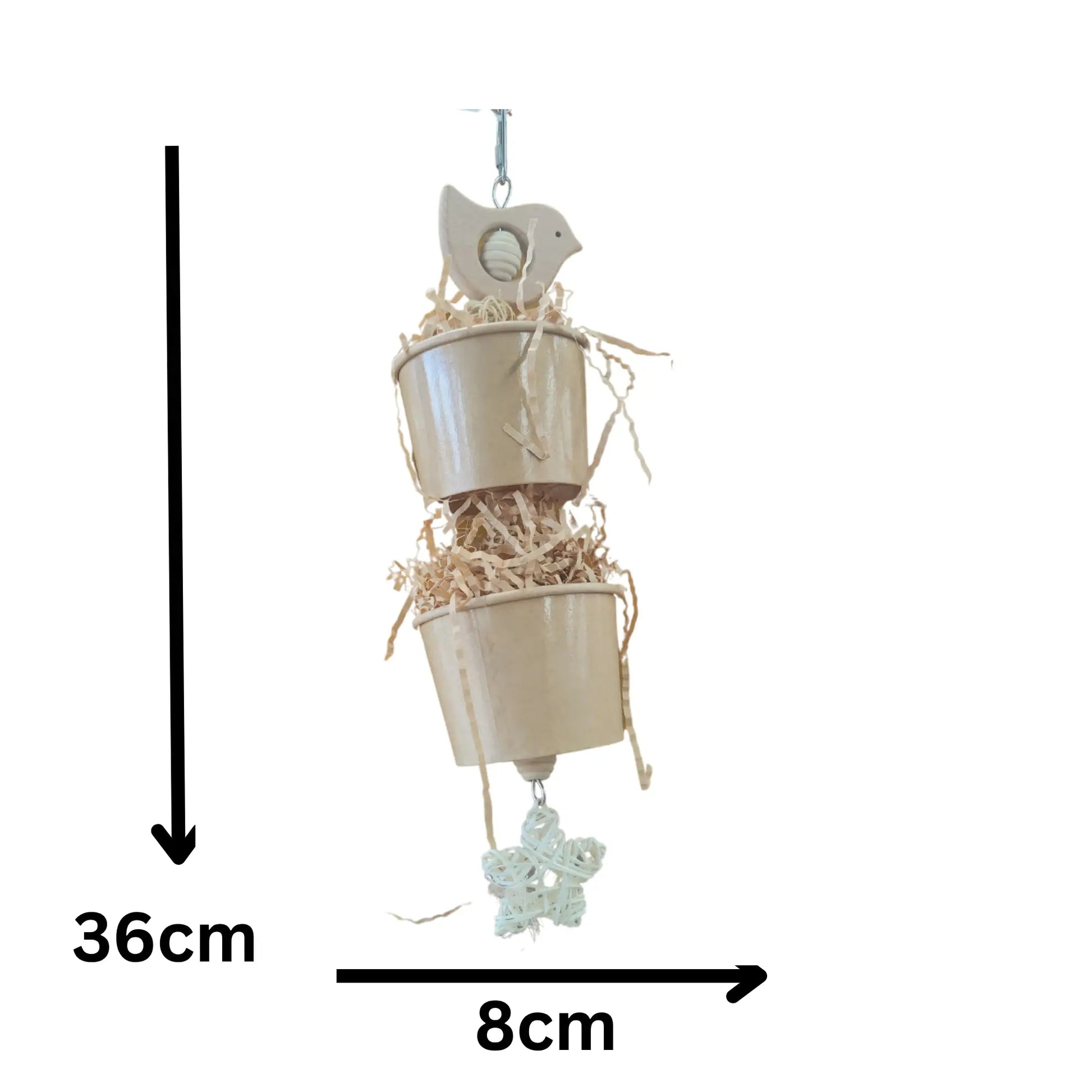 Natural Birdie or Elephant Cup Bird Toy Lou Lou Bells Bird Toys